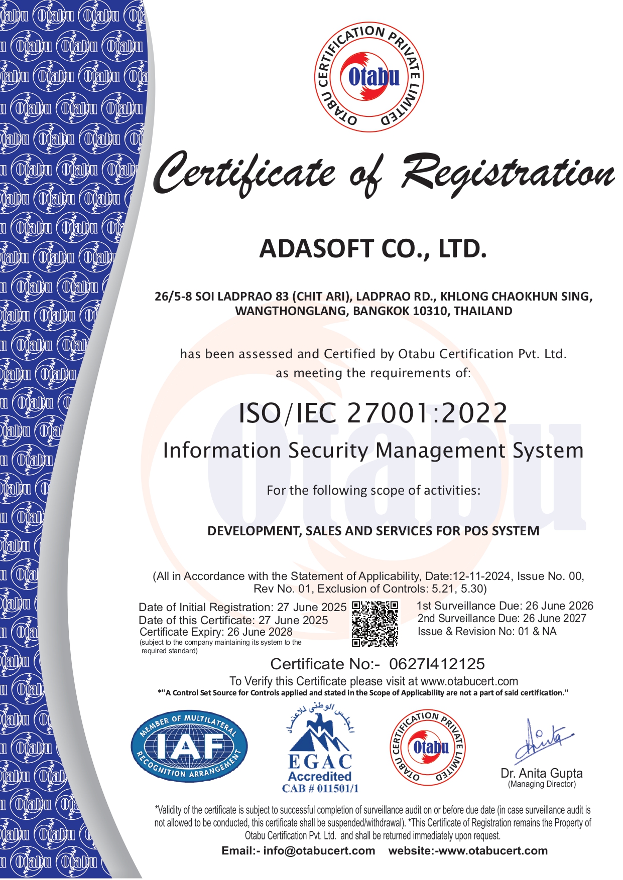 ISO27001 Certificate